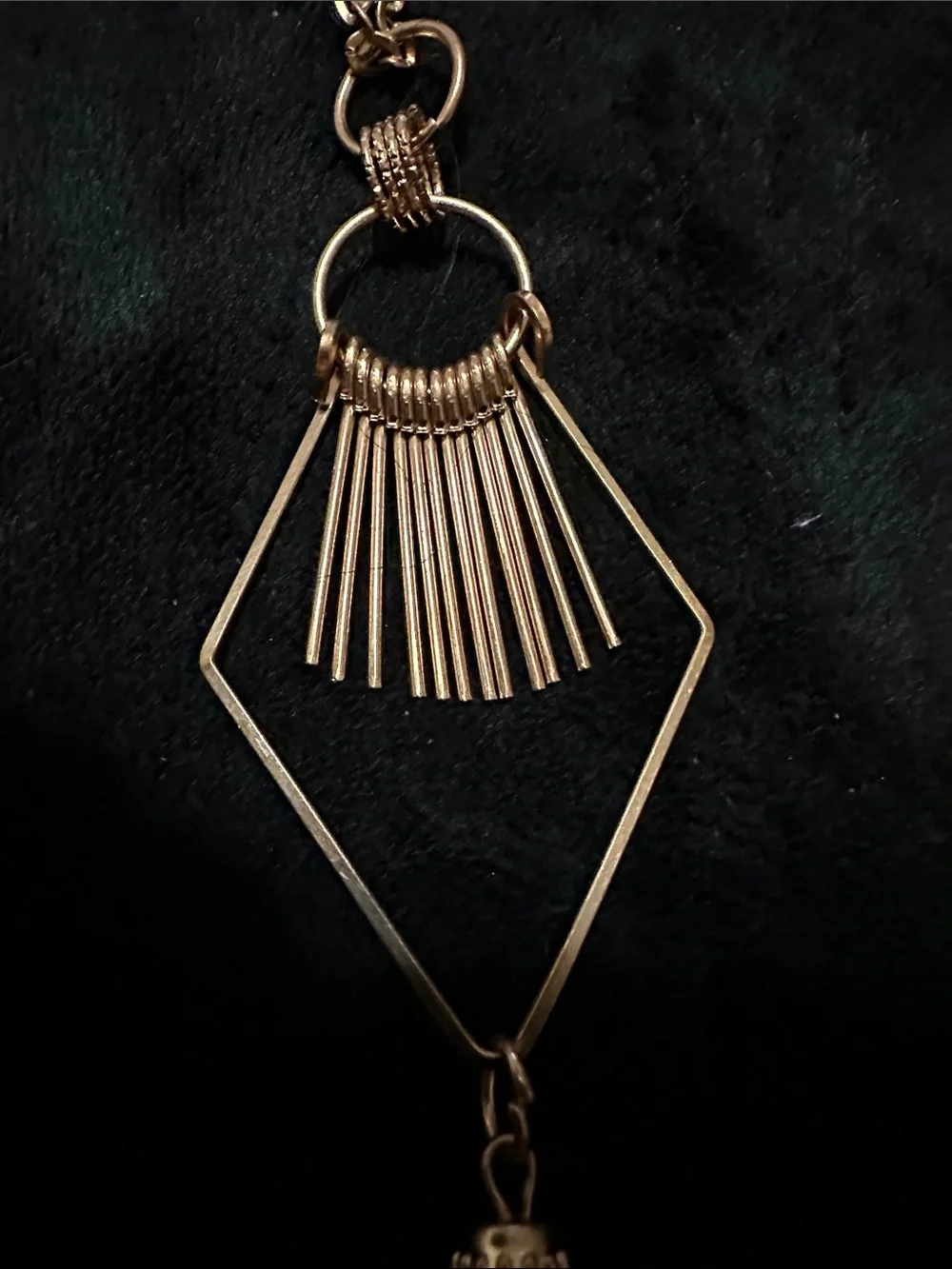 Gold Tone Geometric Tassel Pendant Necklace -  Women Jewelry FAUX